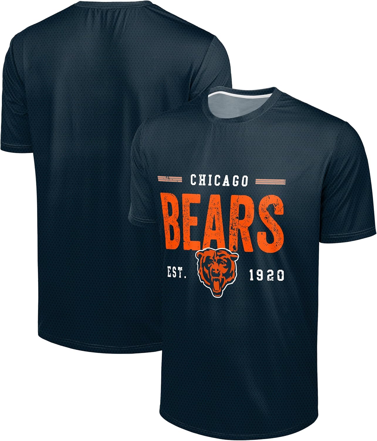 Official Chicago Bears NFL Team Logo 1920 Est. Men’s Distressed Crewneck T-Shirt – Licensed Football Team Color Tee