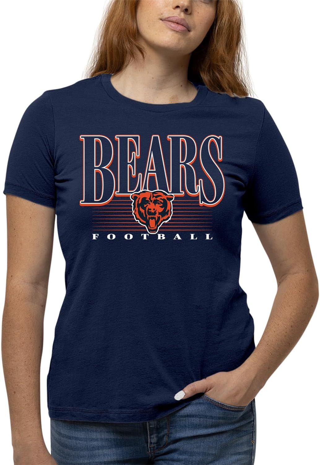 Chicago Bears NFL Fan T-Shirt – Overtime Blueprint Short Sleeve Tee, Tag-Less Football Apparel