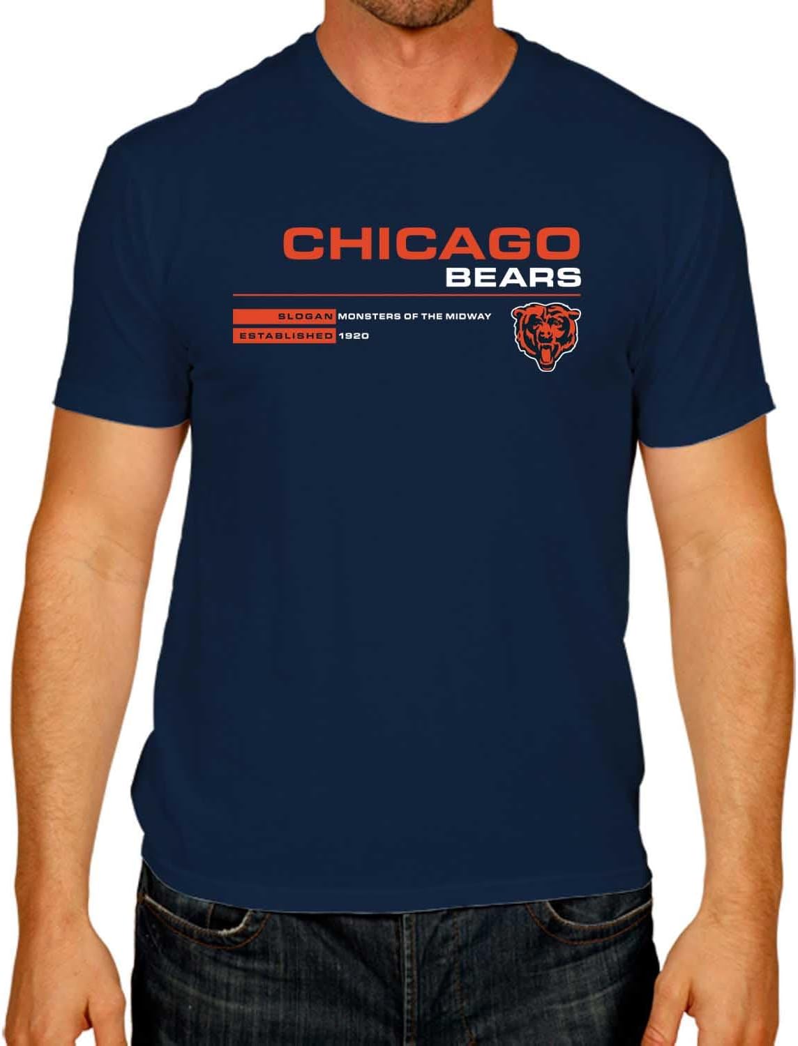 Chicago Bears NFL Monsters of the Midway T-Shirt – Est 1920, Tagless, Show Team Spirit & Speed Stats