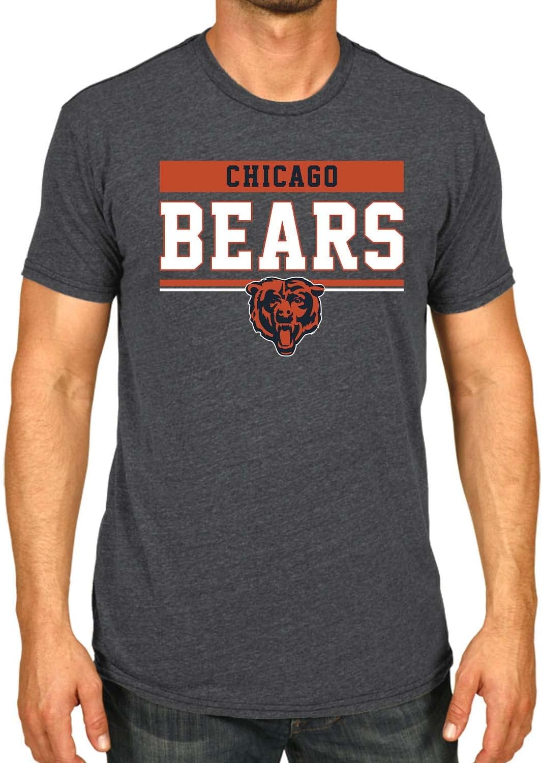 Chicago Bears NFL Team Fan Gear – Adult Cotton Blend T-Shirt, Charcoal, Comfortable & Stylish for Game Day