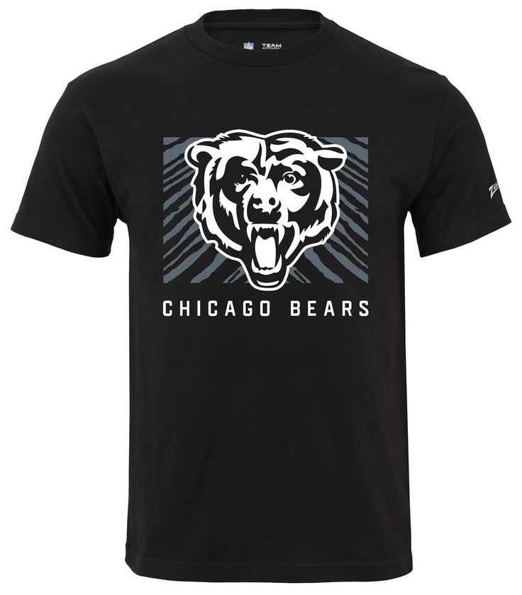 Official Chicago Bears NFL Black Grey T-Shirt, Unisex Heavyweight Cotton Short Sleeve Tee for Men & Women, Grey Tonal Tunnel Logo