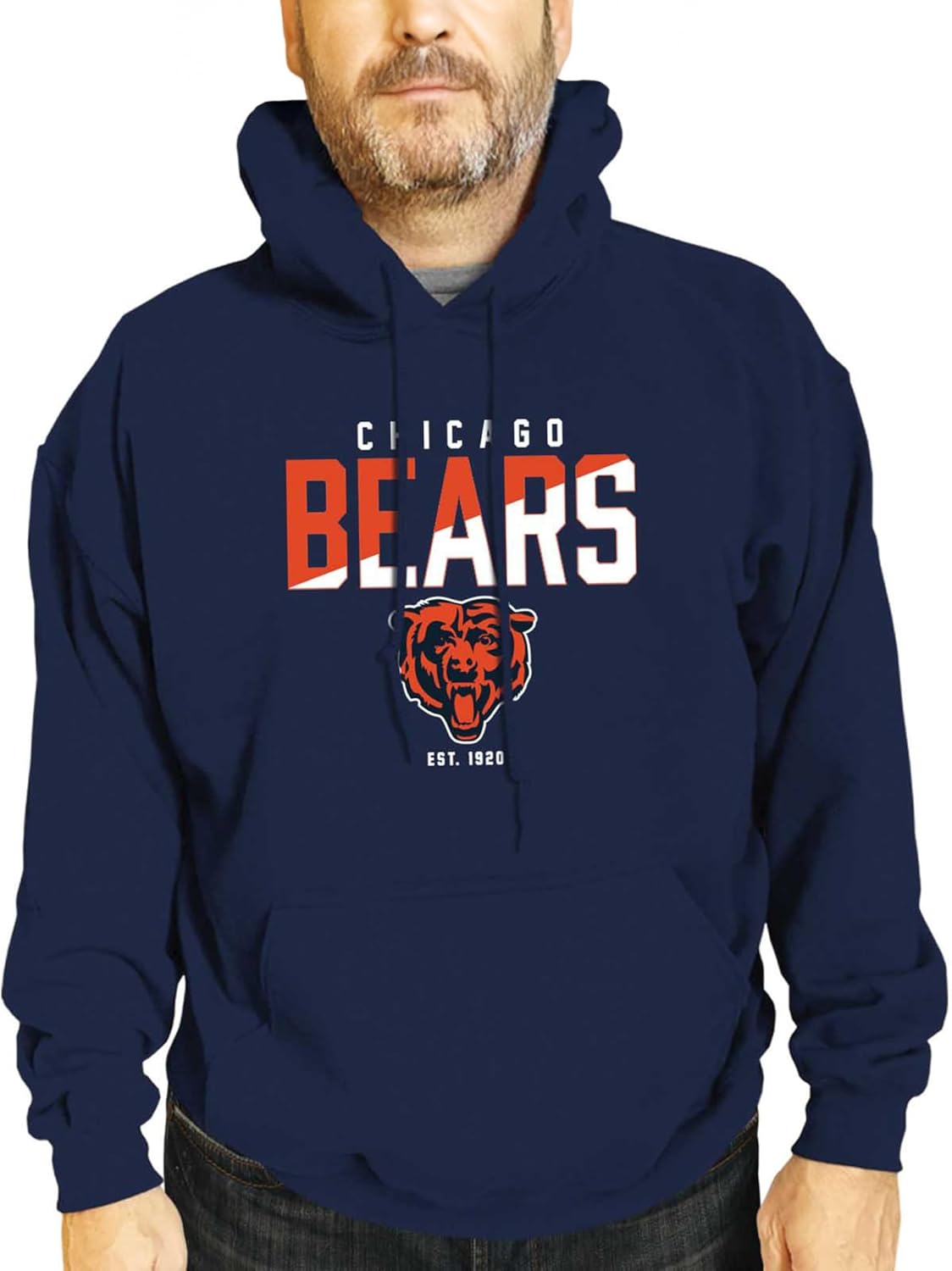 Official Chicago Bears NFL Hoodie – 1920 Est. Diagonal Fade Fleece Sweatshirt – Unisex Licensed Football Pullover