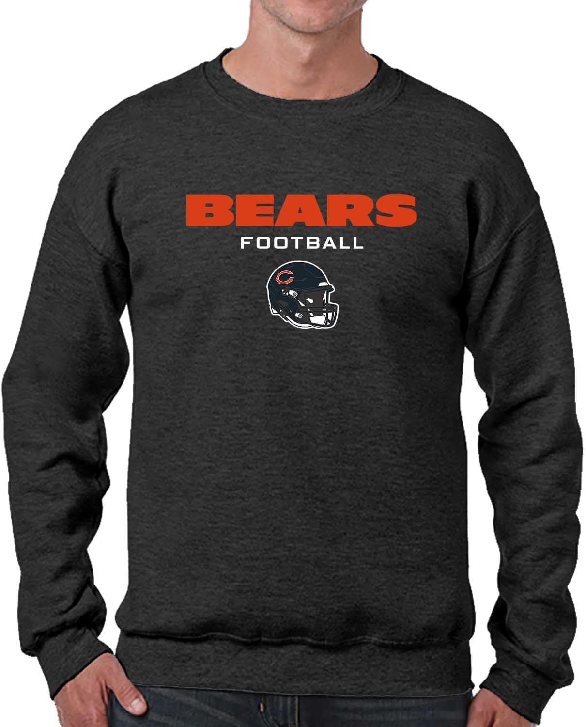 Official Chicago Bears NFL Team Adult Heather Crewneck Sweatshirt – Licensed Fleece Blend Football Fan Apparel